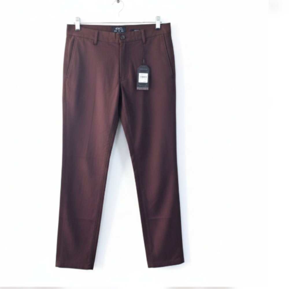 Ben Sherman Slim Fit Straight Pants Men 32x32 Brown Plaid Stretch NWT
